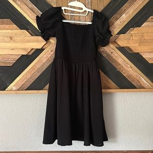 Girls black mock shift dress